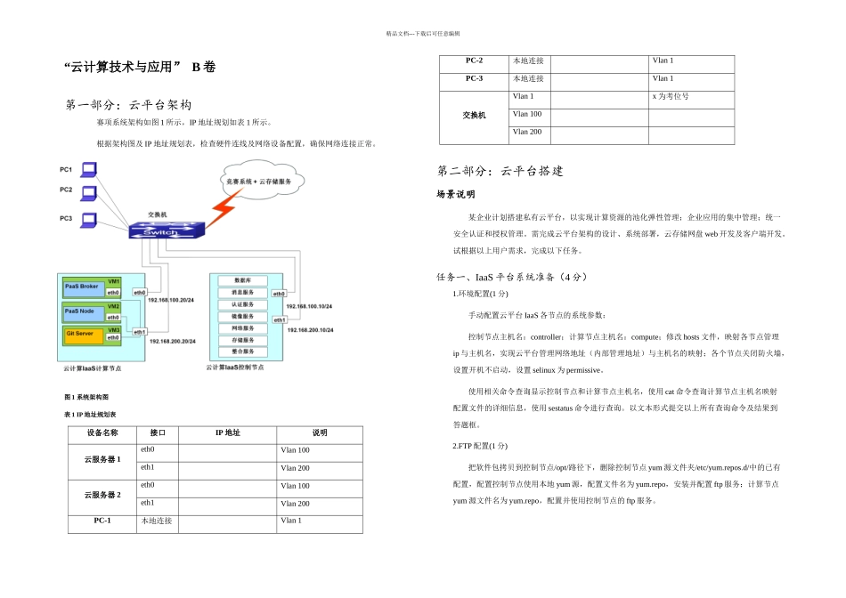 全国高职云计算技术与应用B卷_第1页