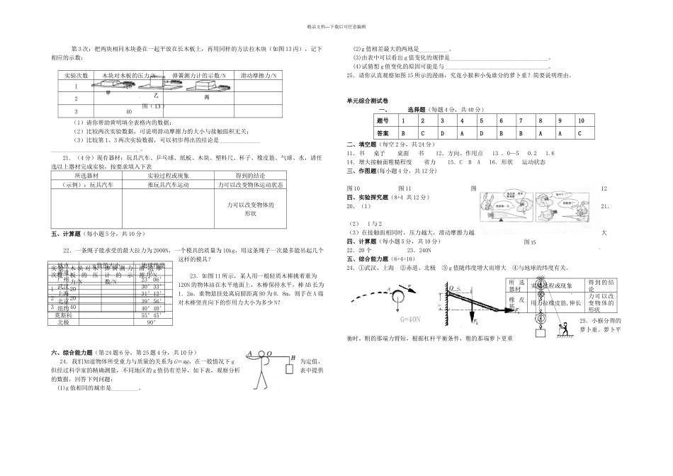八年级物理下册力和机械综合测试卷新粤教沪_第2页