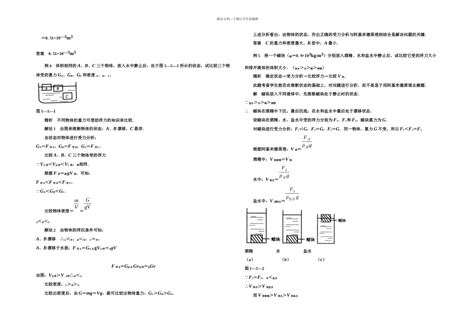 八年级物理浮力经典例题强烈推荐_第2页