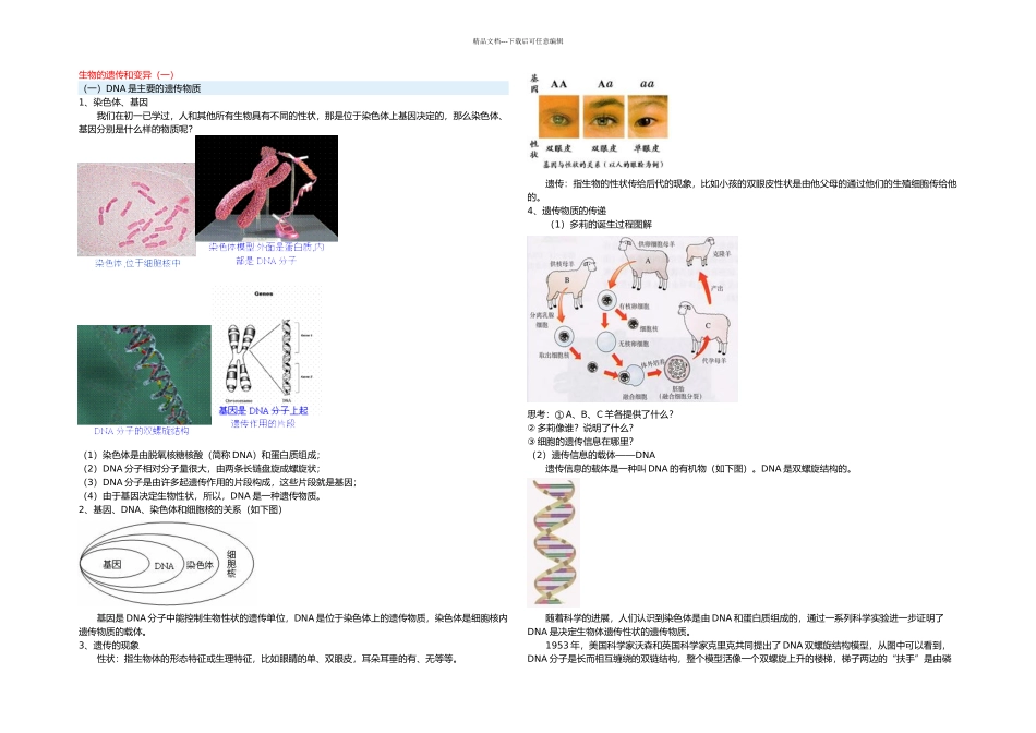 八年级生物下复习资料上_第1页