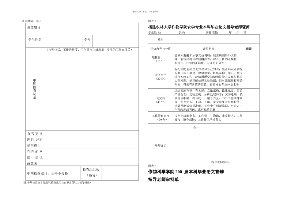 农学专业本科毕业论文工作手册附表_第3页