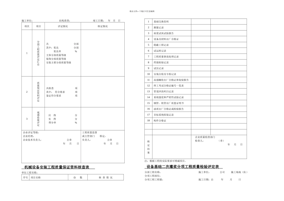 冶金机械设备安装工程用表表样简目冶金标准_第3页