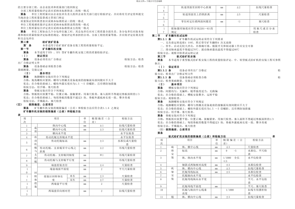 冶金选矿设备安装工程质量检验评定标准_第2页
