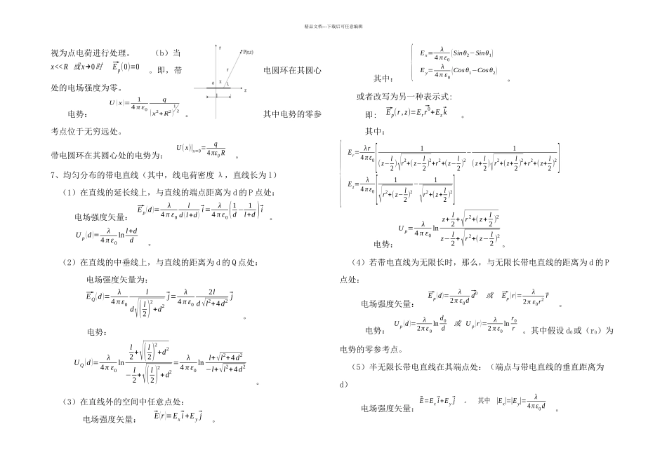几种典型带电体的场强和电势公式_第2页