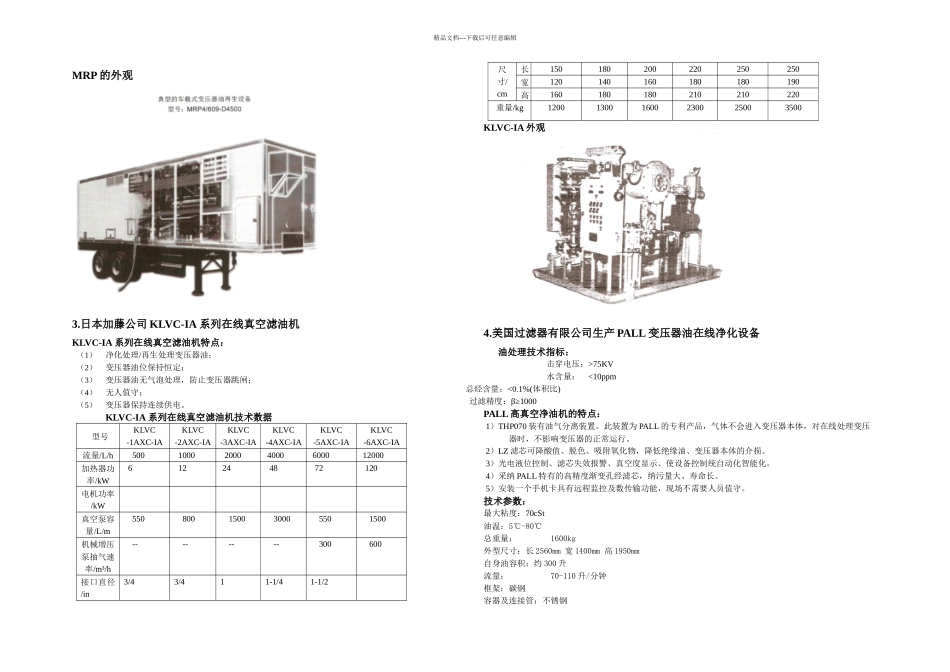 几种变压器在线滤油装置的技术数据汇编_第2页