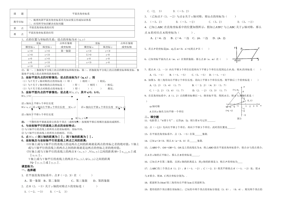 初一数学平面直角坐标系教学讲义_第1页