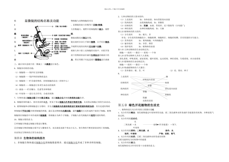 初一生物上册知识点归纳总结自创版_第2页