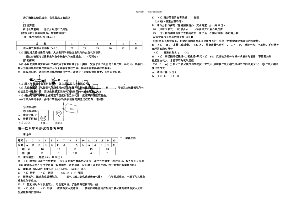 初三化学下学期一次月考试卷上海教育_第3页