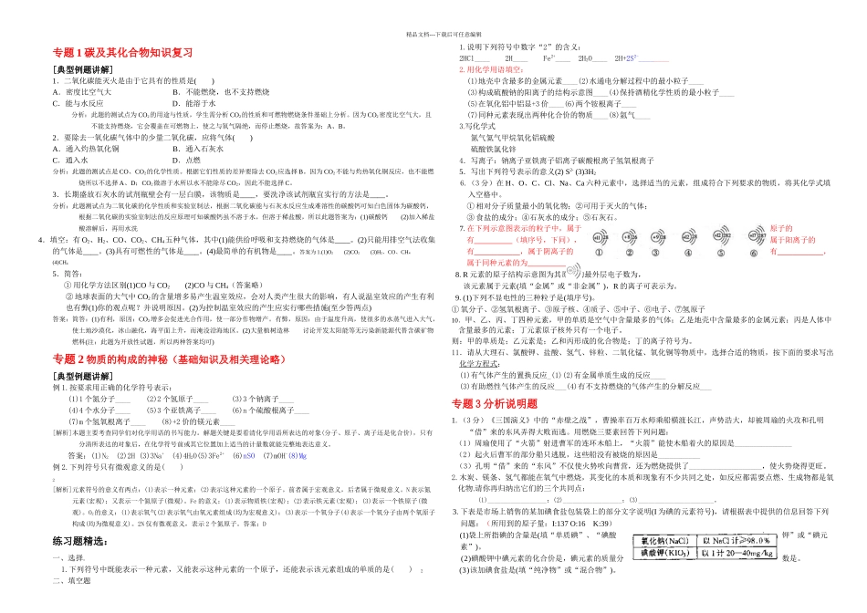 初三化学复习专题打印稿_第1页
