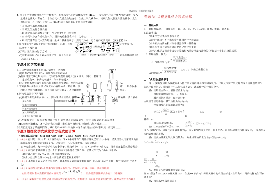 初三化学复习专题打印稿_第2页