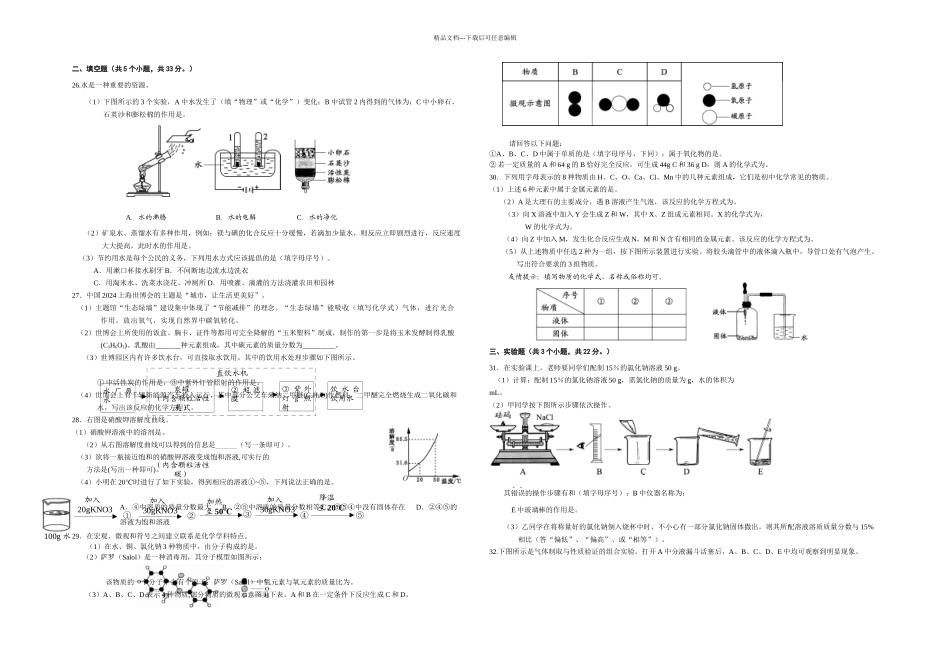 初三化学试题模板_第2页