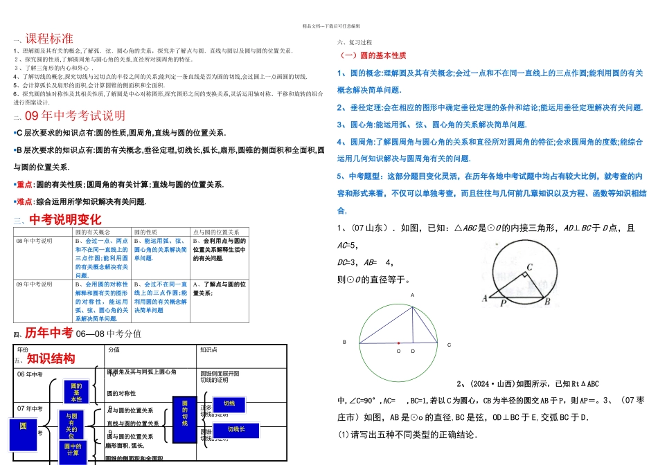 初三数学总复习讲座七圆_第1页