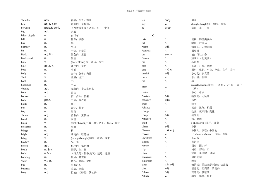 初三英语中考基本词汇表_第2页