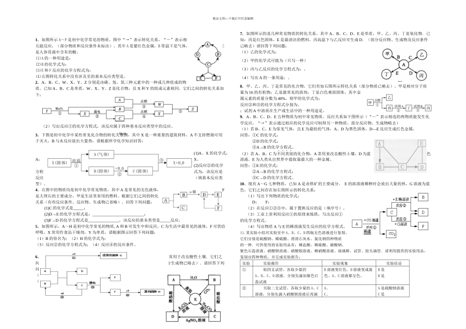 初中化学之推断题专项练习题_第1页