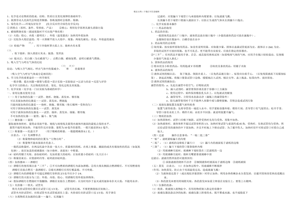 初中化学各章节知识点总结_第1页