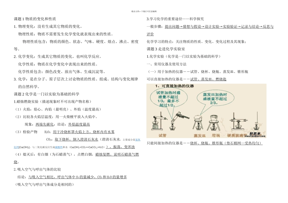 初中化学笔记完整_第1页