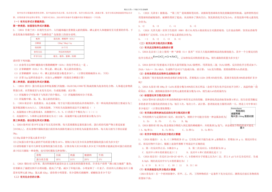 初中化学计算题分类精选_第1页