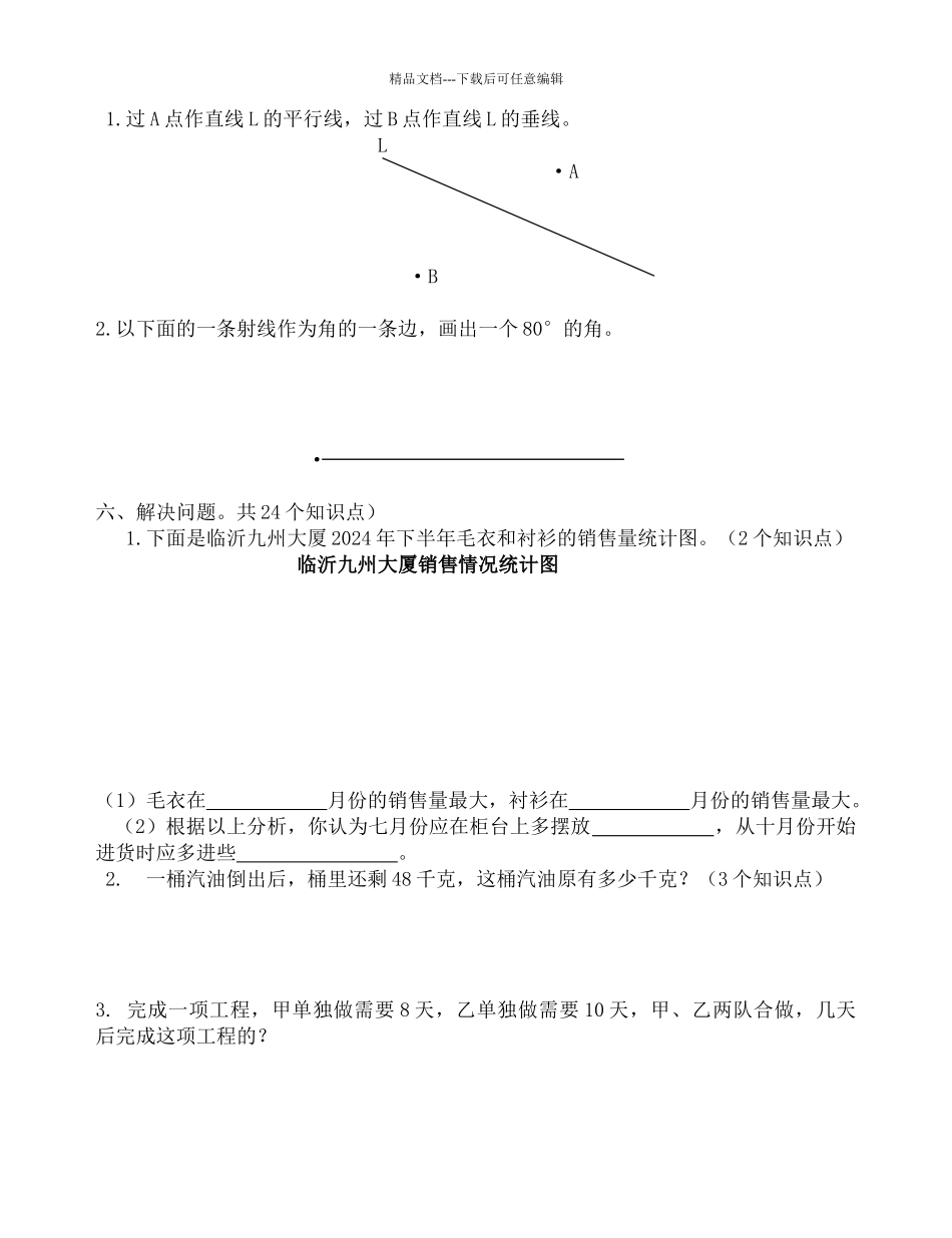 小学六年级数学毕业模拟试题_第3页