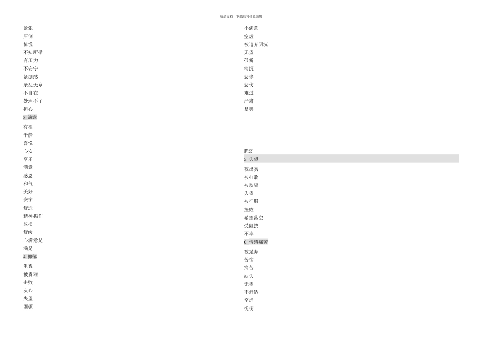 情绪词汇Feelingsforcallers中文_第2页