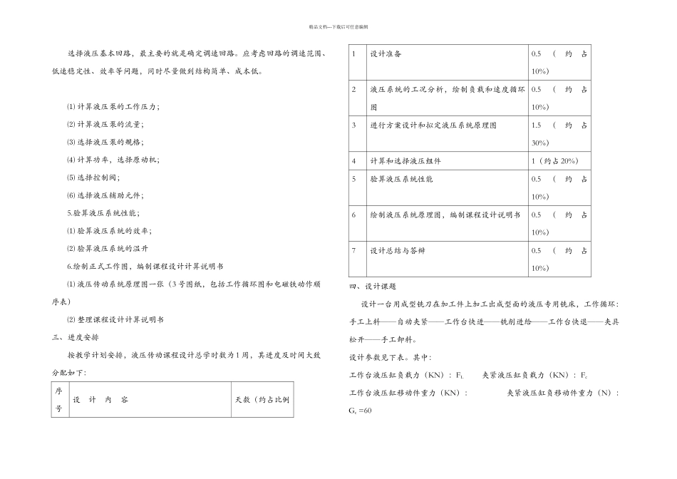 成型铣刀在加工件上加工出成型面的液压专用铣床的课程设计_第3页