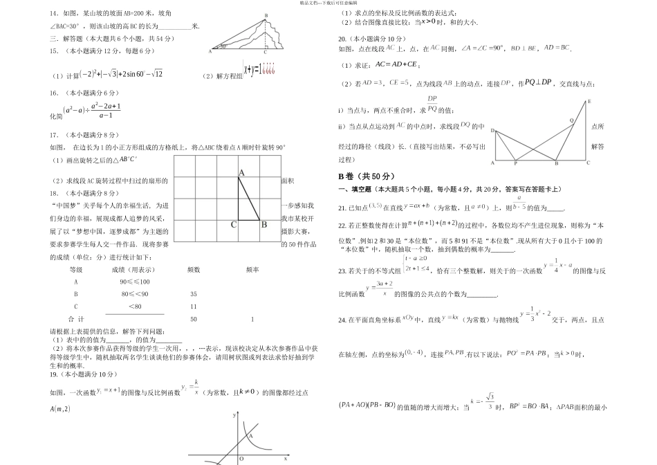 成都中考数学试题及答案_第2页