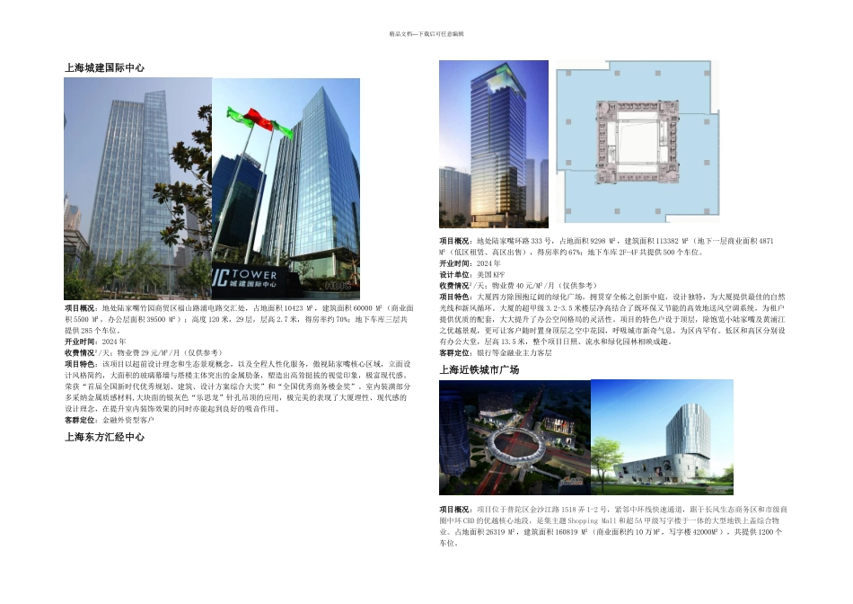戴德梁行推荐项目概况_第1页
