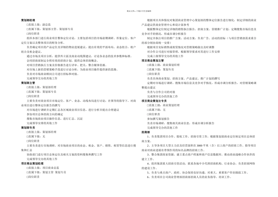房地产集团商业管理中心编制及职责划分_第3页
