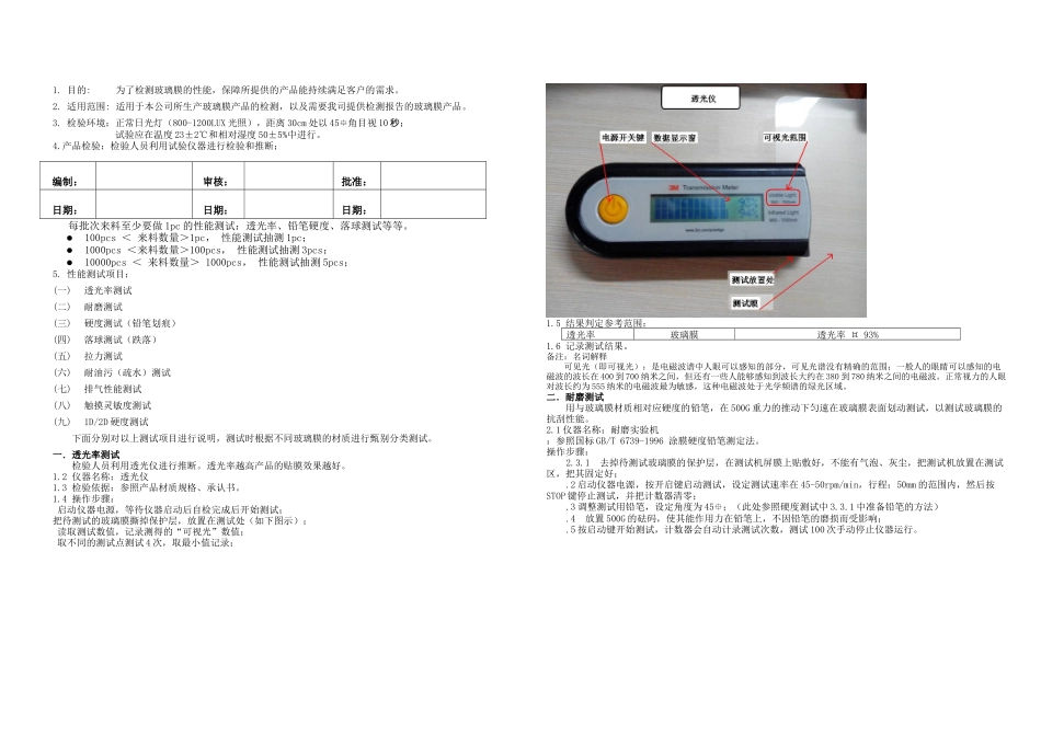 手机保护膜钢化璃玻膜检验标准最全_第1页