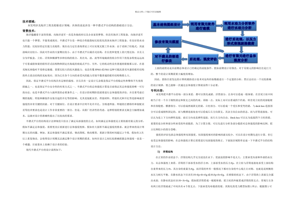 技术专利说明书半潜式平台总体强快速设计方法_第1页