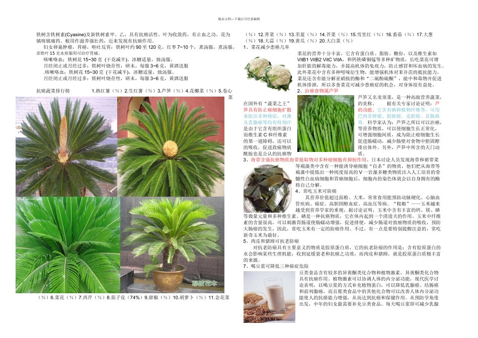 抗胃癌植物及蔬菜_第1页