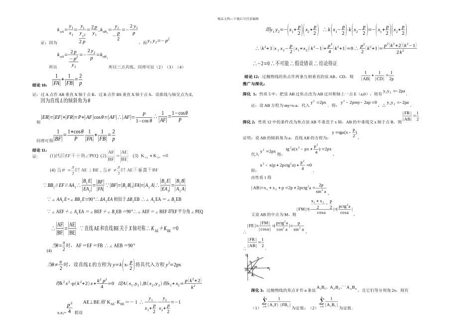 抛物线的焦点弦经典性质及其证明过程_第2页