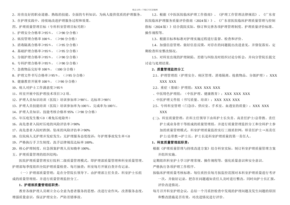 护理质量管理与持续改进记录本病区doc_第2页