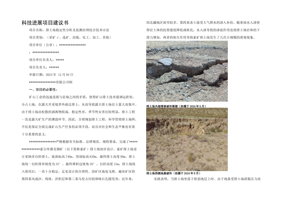 排土场稳定性分析项目建议书_第1页
