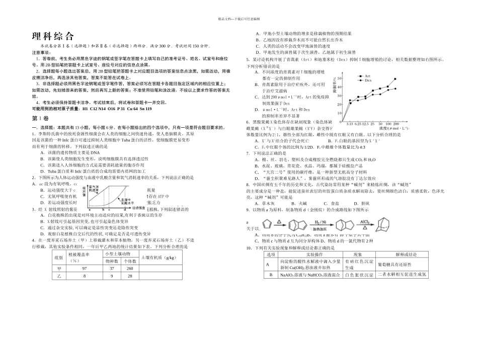 揭阳一模理科综合试题_第1页