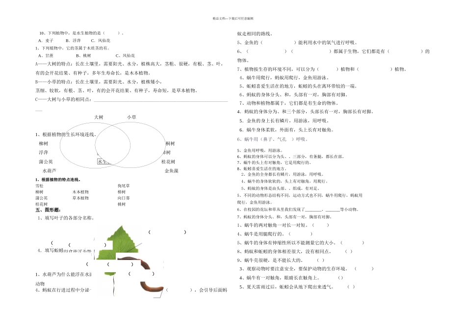 教科科学三年级上册题库_第2页