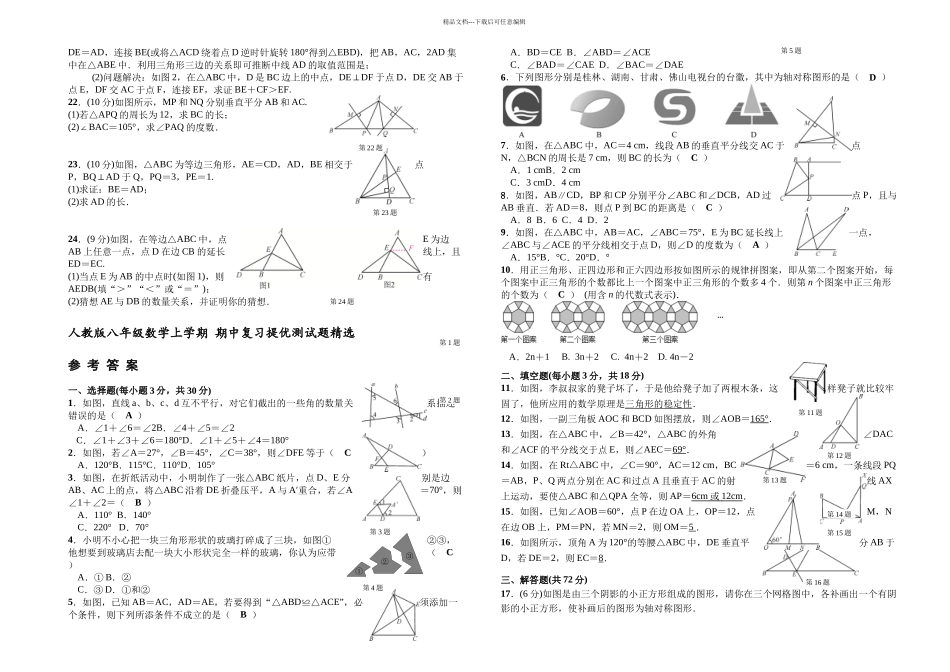 数学八上期中复习培优试题_第2页