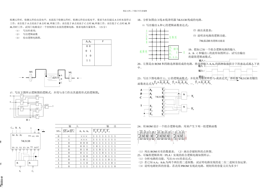 数电本科总复习组合逻辑电路_第3页