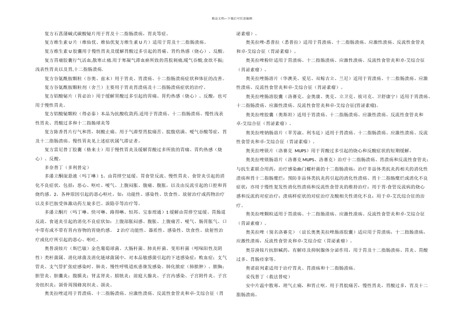 整理治疗胃及十二指肠溃疡的药品列表_第2页