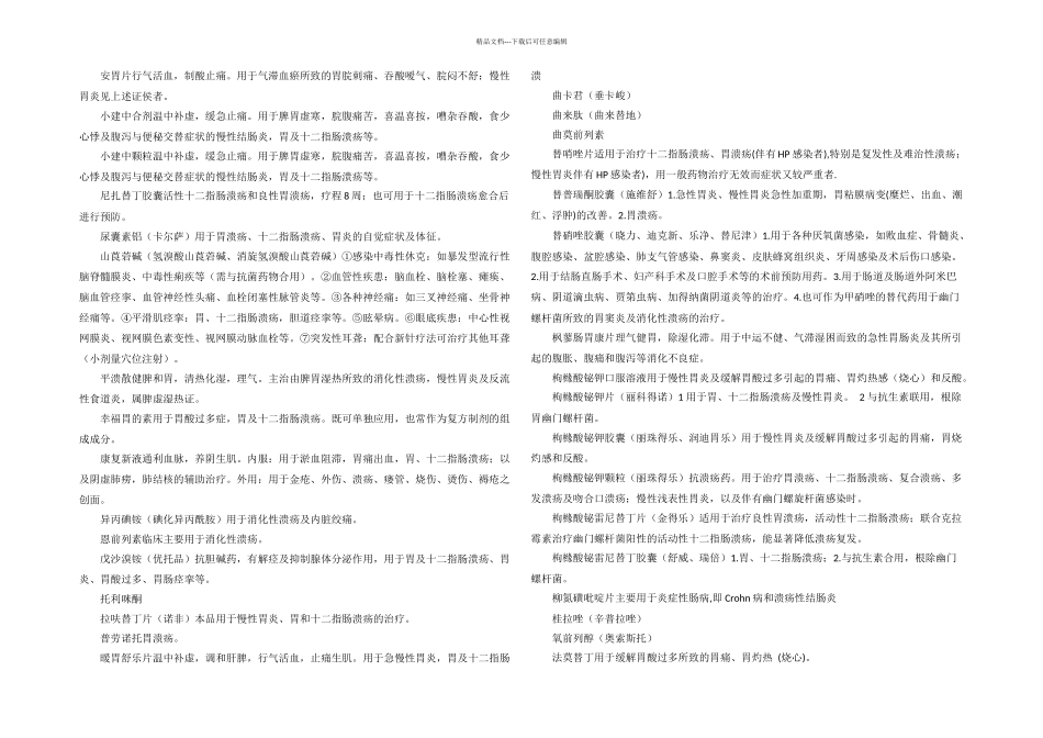 整理治疗胃及十二指肠溃疡的药品列表_第3页