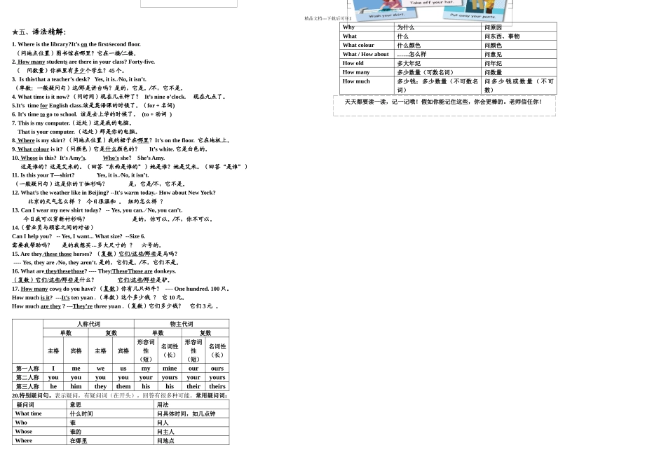 新PEP小学英语四年级下册单词句子总复习资料_第3页