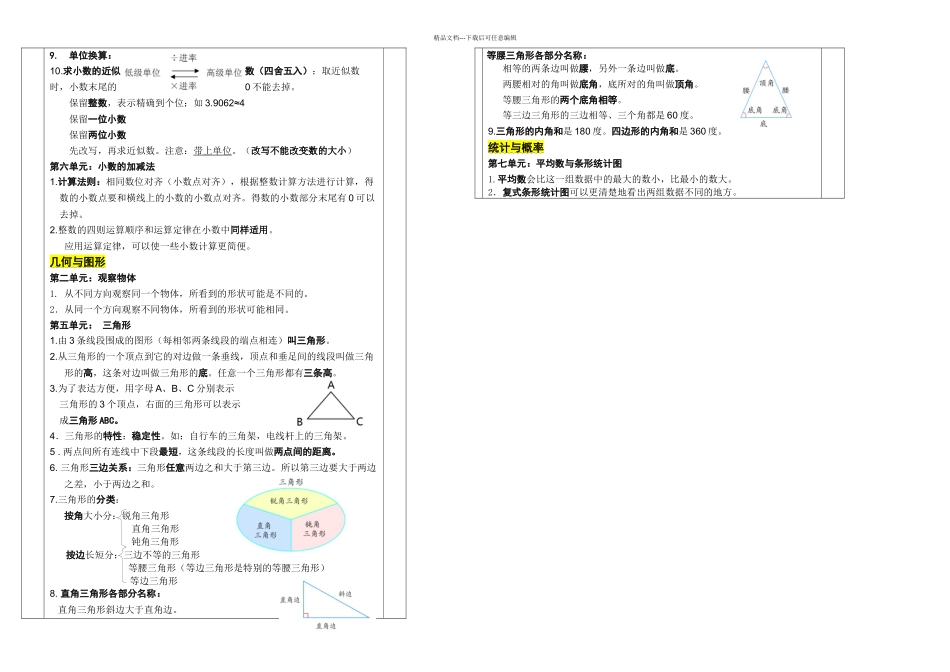 新教材四年级数学下册知识点汇总_第3页