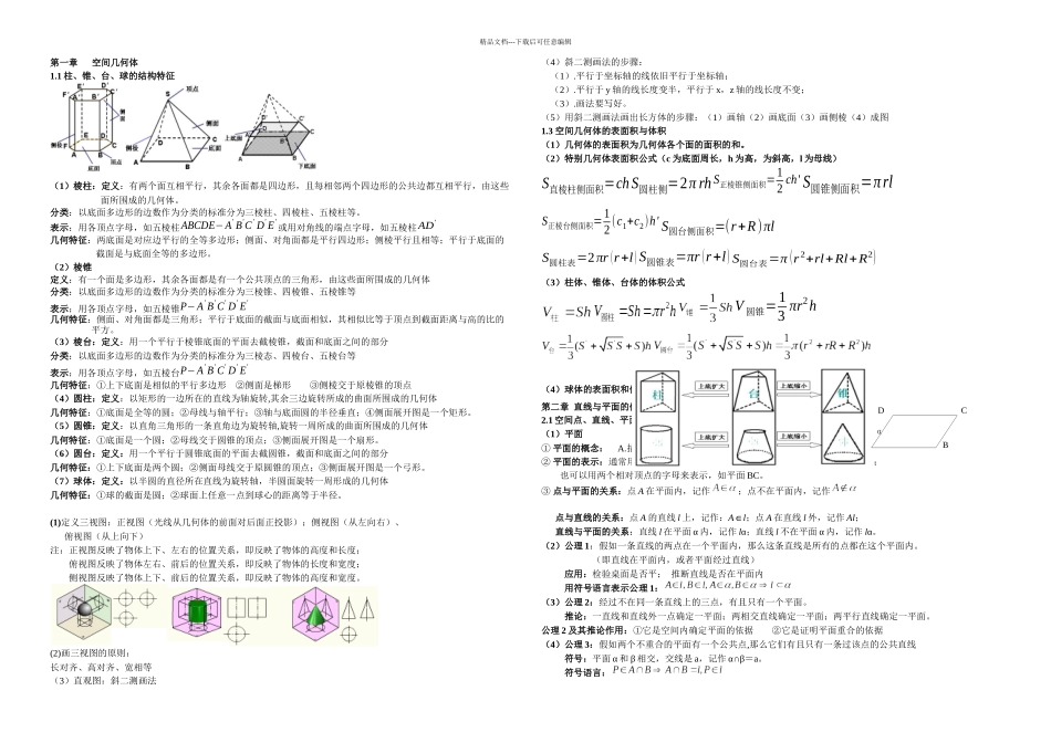 新课标人教A高中数学必修知识点总结_第1页