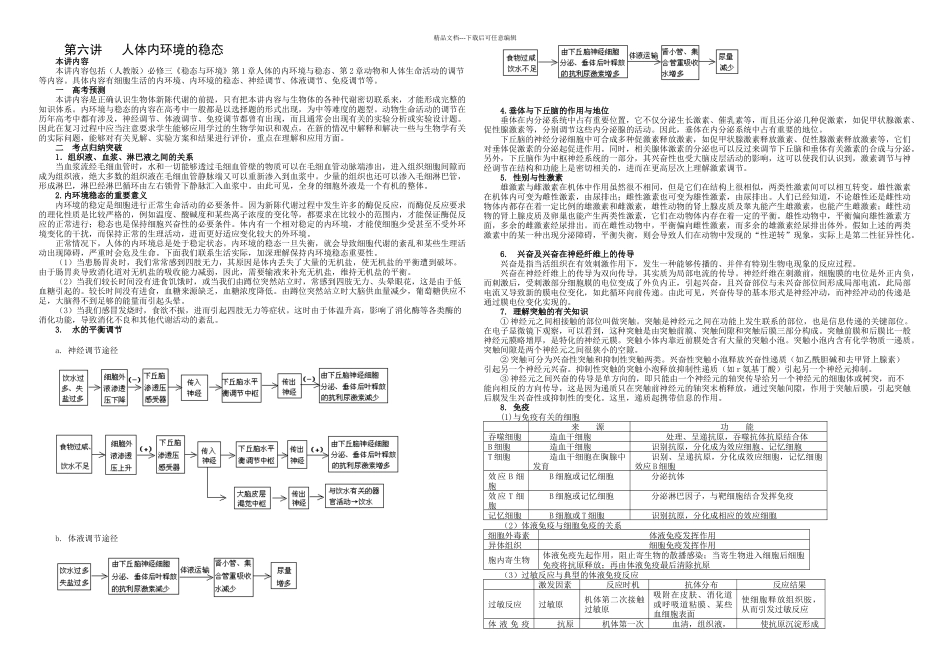 新课标人教必修高三生物座人体内环境的稳态_第1页