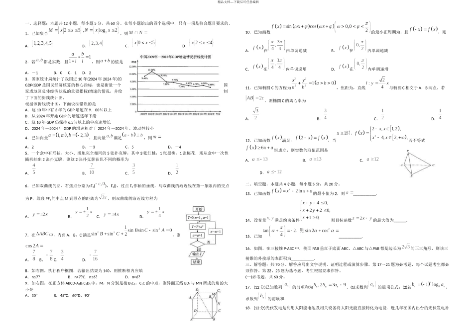 新课标全国卷数学文科模拟试卷解析_第1页