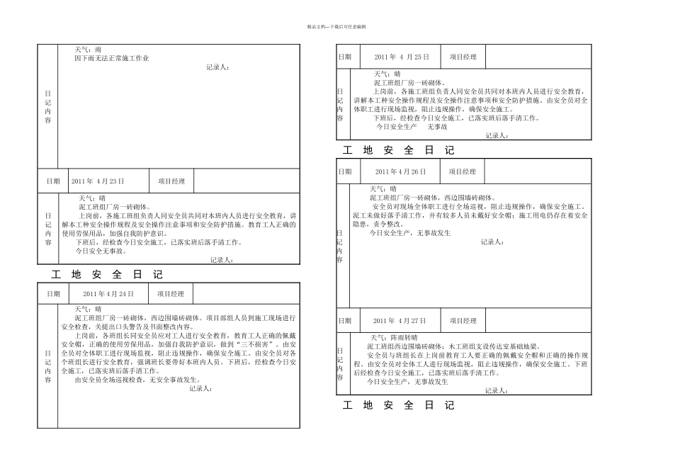 施工工地安全日记_第2页