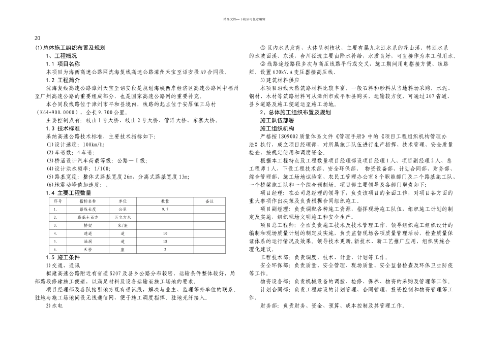 施工组织设计文字漳州天宝A标段中铁_第1页