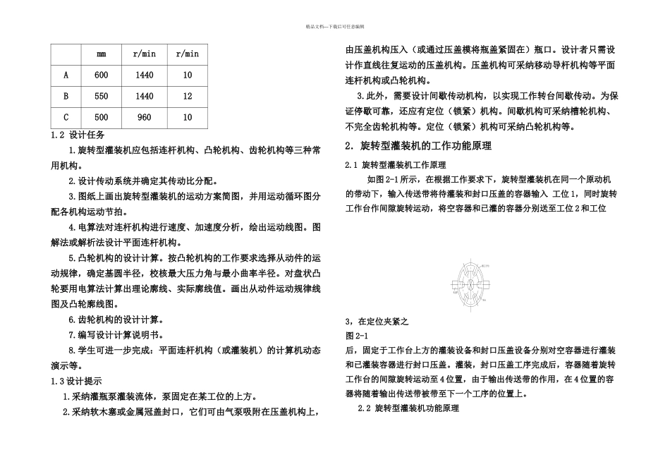 旋转型灌装机——机械原理课程设计_第2页