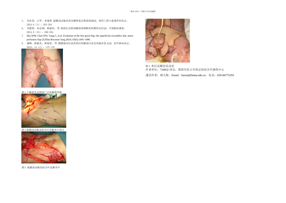 旋髂浅动脉岛状分叶皮瓣在修复下腹部及会阴区瘢痕挛缩中的应用_第2页