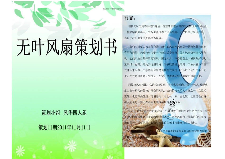 无叶电风扇营销策划书范文_第1页