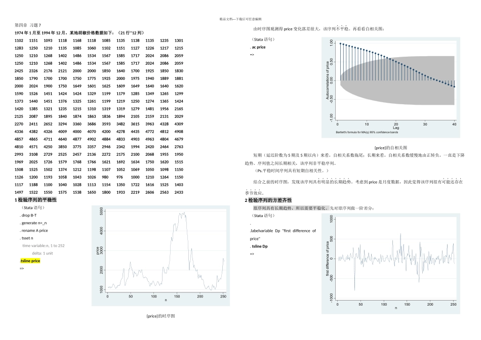 时间序列Stata操作题_第1页